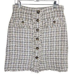 Ann Taylor Tweed Button Down Front Pockets Fully Lined Women's Skirt 10 NWT